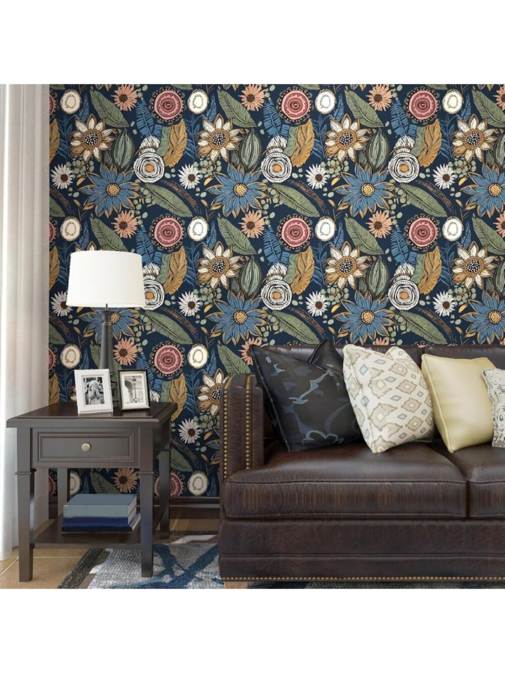 Boho Peel and Stick Wallpaper - Vintage Floral Contact Paper, Removable - Picture 4 of 6